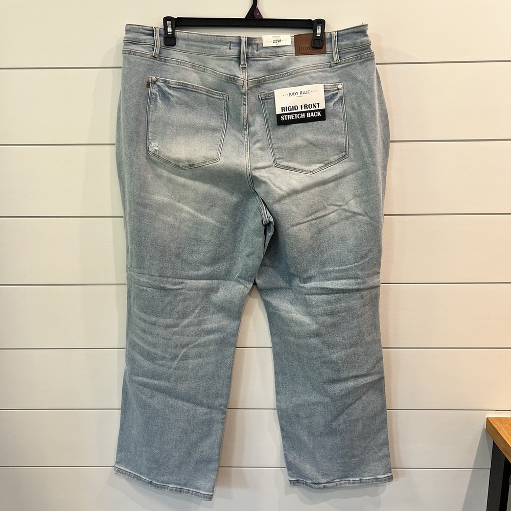 Judy Blue High Waist Light 90's Straight Leg Denim Jeans JB88884 Rigid Front 18w - Picture 3 of 10